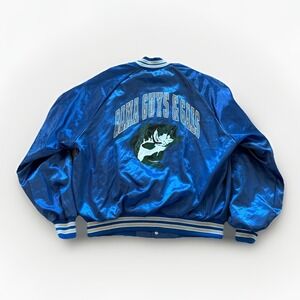 Vtg Satin Bomber Jacket Mens XL Chalk Line Blue Bama Guys And Gals Bass Fishing